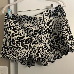 NWOT J. Crew Black and White Animal Print Scalloped Shorts